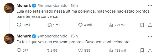 Monark defendendo Lula / Reprodução X