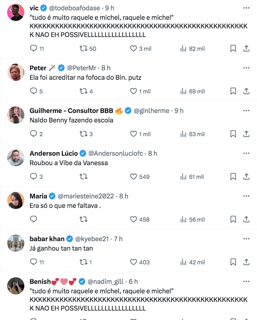 Raquelle avisa Michel que eles são protagonistas e cotados a vencer o BBB24. Internautas reagem!