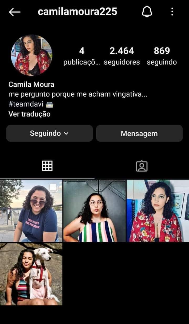 Camila Moura agora é #TeamDavi / Reprodução Instagram