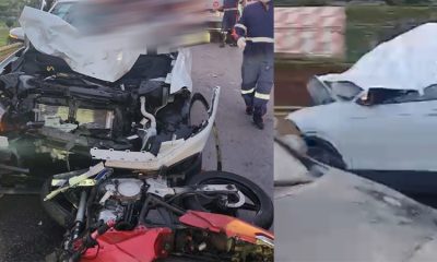Vídeo +18 : Acidente brutal no viaduto de Flores após carro entrar na contramão e acertar motociclista com esposa!