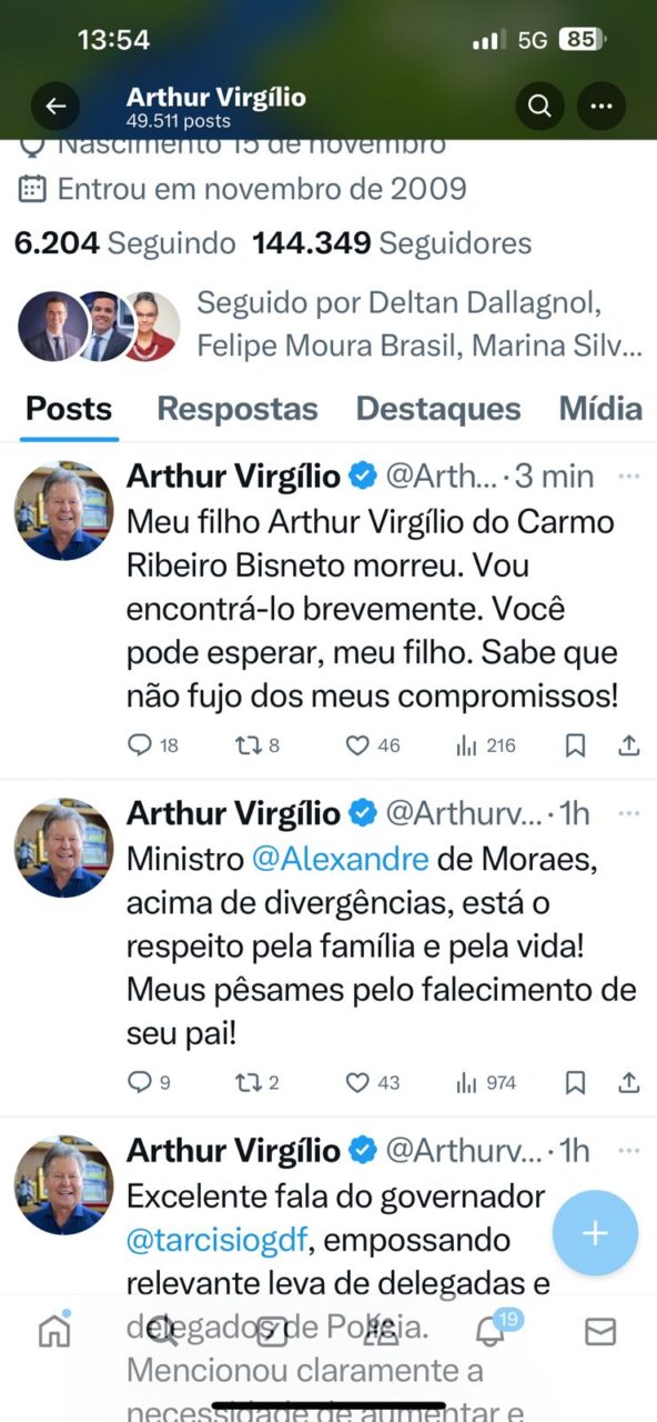 Arthur Neto se manifestando nas redes sociais / Foto : Divulgação