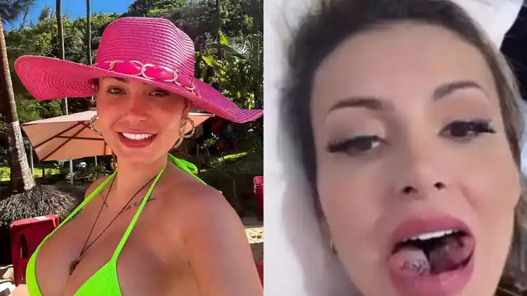 Andressa Urach realiza cirurgia para ter 'Língua de Cobra' e choca internautas, confira o vídeo: