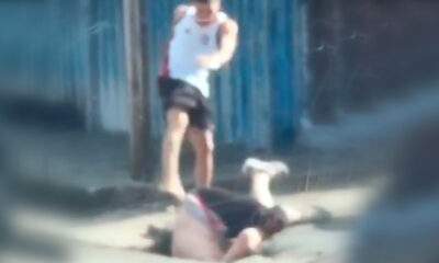 Vídeo mostra homem sendo espancado com a cabeça enfiada em bueiro no bairro Petrópolis, em Manaus