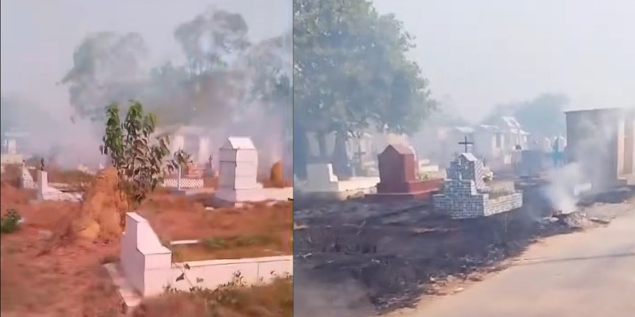 Vídeo: Túmulos são atingidos por incêndio em cemitério de Manaus