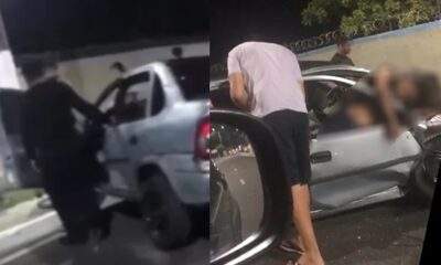 Cena forte carro colide com poste na Ponta Negra e deixa três pessoas feridas em Manaus; veja vídeo