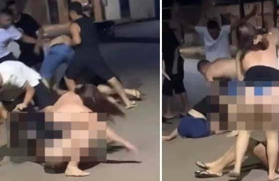 Vídeo : Confusão generalizada de blindadas termina com mulher despida em cena caótica