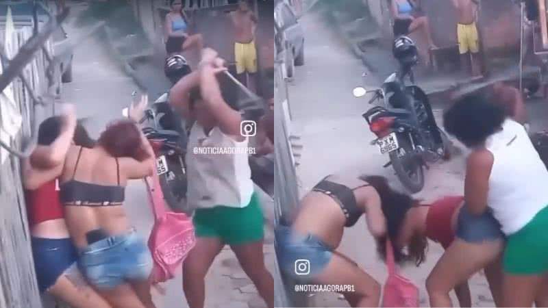 Vídeo mostra porradal entre irmãs por causa de cerveja enquanto mãe tenta apartar na paulada