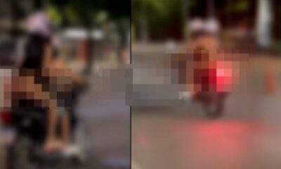 Vídeo mostra mulher seminua empinando moto em via pública em Manaus