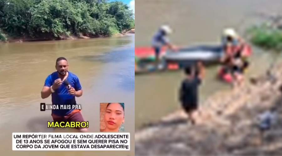 Durante live, repórter pisa em corpo de jovem que se afogou e estava desaparecida. Vídeo viralizou!