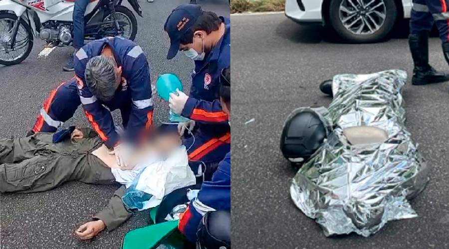 Agentes fizeram de tudo mas Leonardo Mateus veio a óbito logo após o acidente / Foto : Divulgação