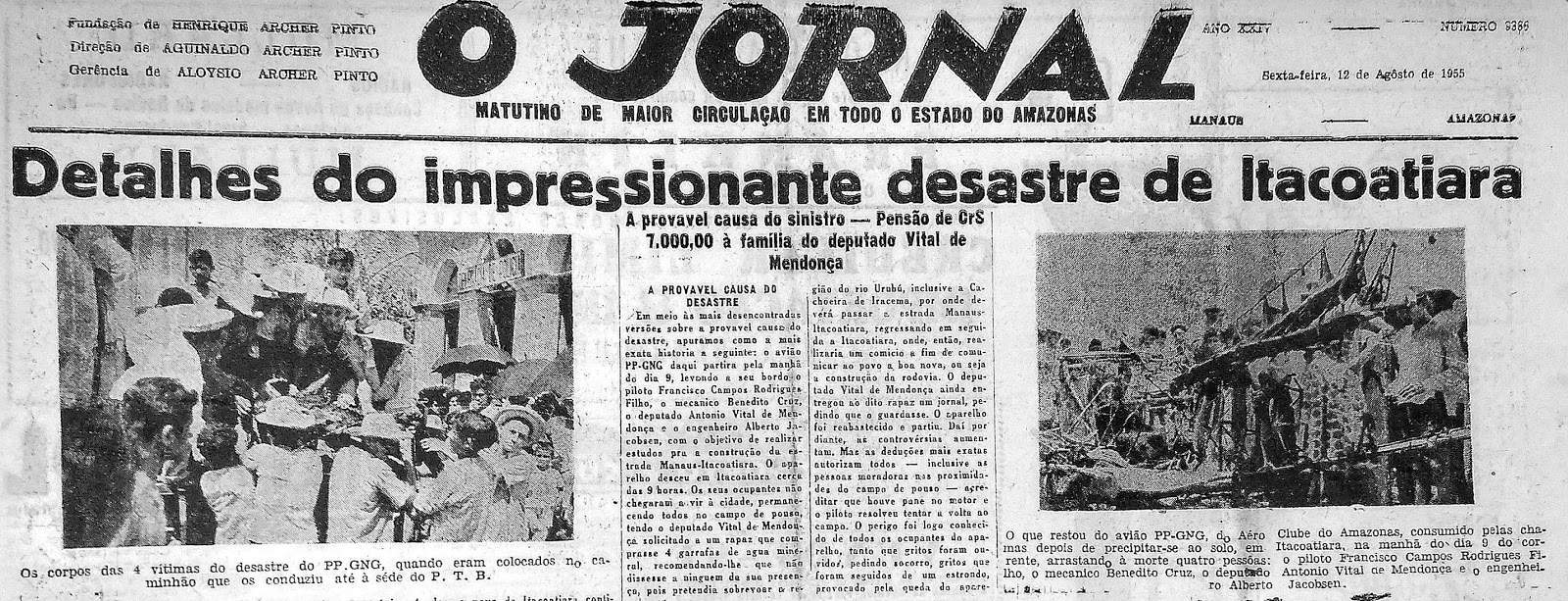 70 anos do acidente aéreo que vitimou o Deputado Antônio Vital de Mendonça que dá nome à AM-010