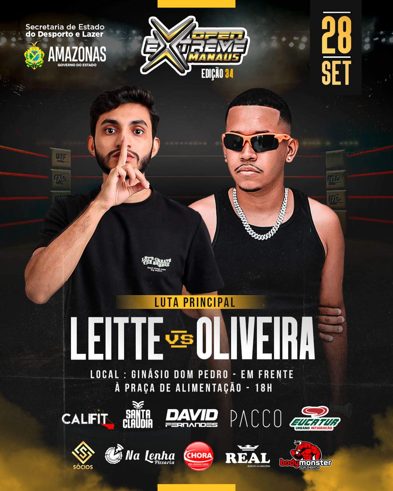 Open Extreme Manaus 34 promete noite eletrizante com duelo inédito entre humoristas Leandro Leitte vs Patrick Oliveira