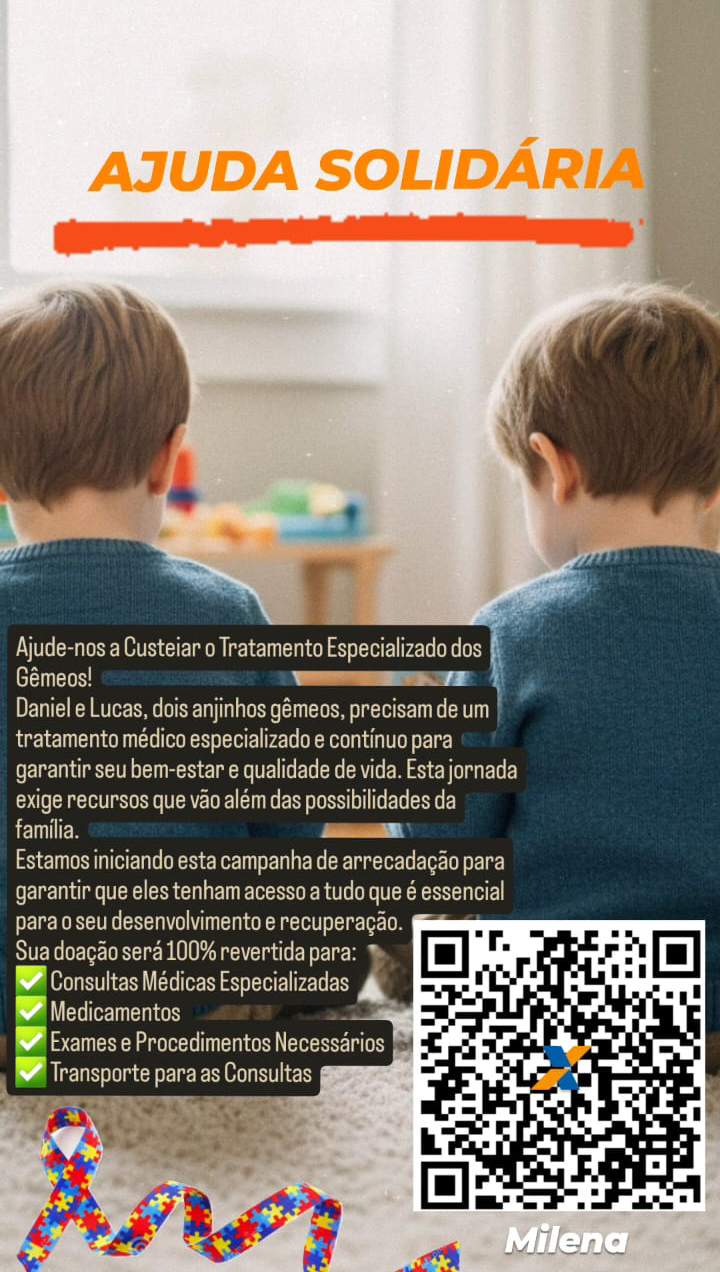 Ajuda solidária para os gêmeos autistas Lucas e Daniel / Foto : Divulgação