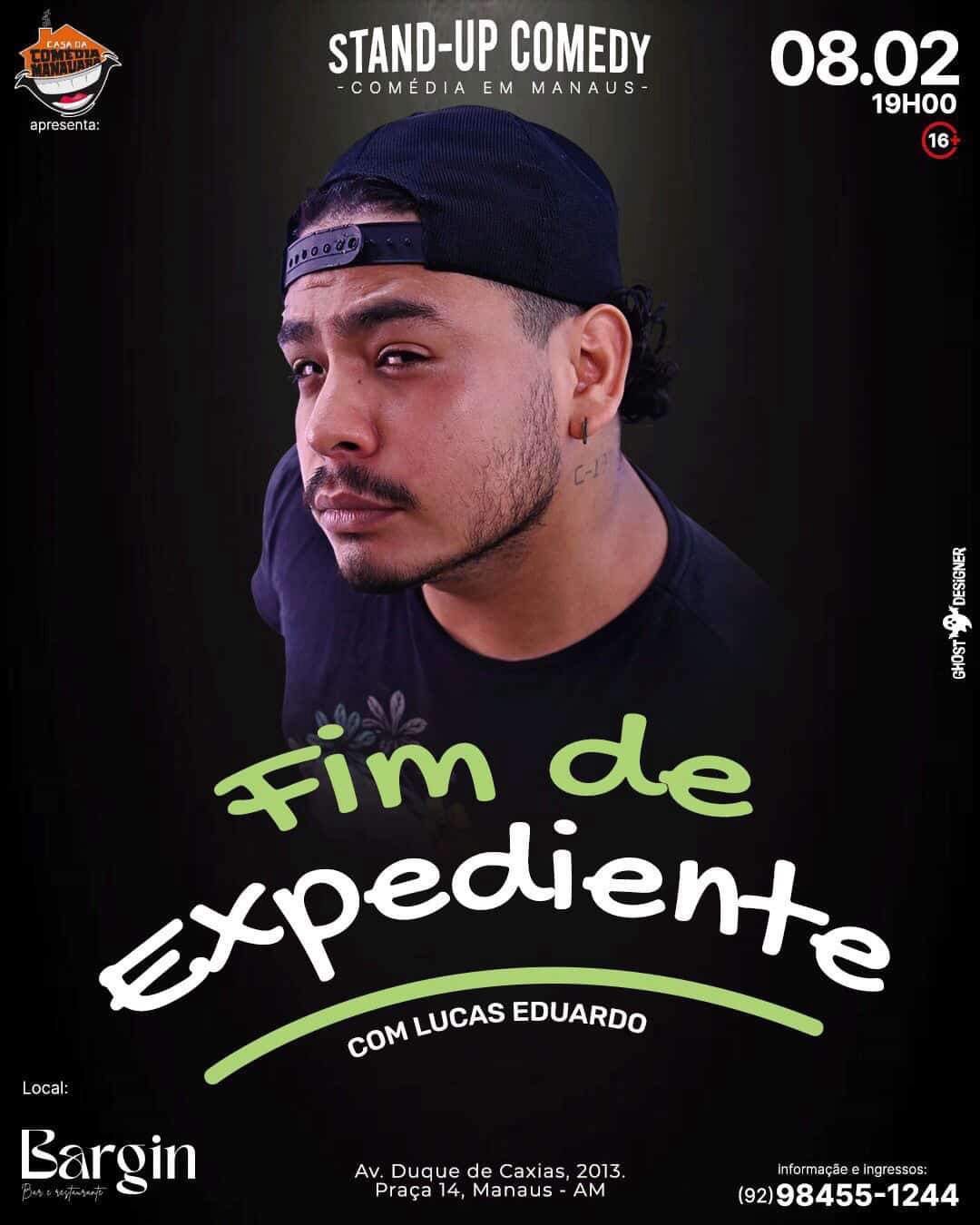 Manaus vai ser palco de mais uma noite imperdível de humor com o espetáculo “Fim de Expediente” de Lucas Eduardo!