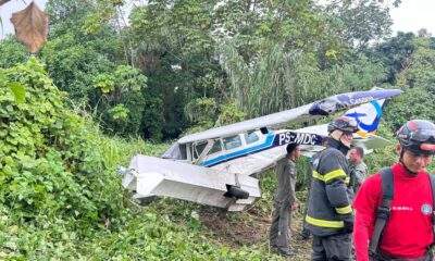 avião de pequeno porte desliza na pista do aeroclube de manaus; duas pessoas ficam feridas (1)