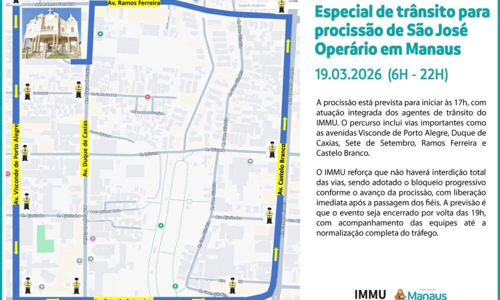 prefeitura define esquema especial de trânsito para procissão de são josé operário em manaus