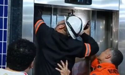 vÍdeo crianças são resgatadas após ficarem presas em elevador, em manaus (1)