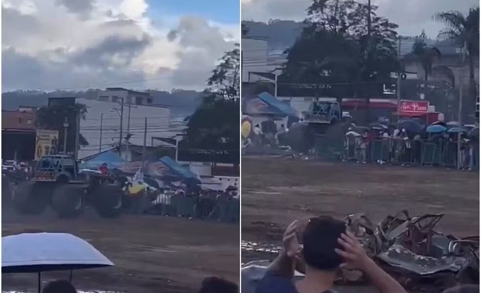 acidente com monster truck
