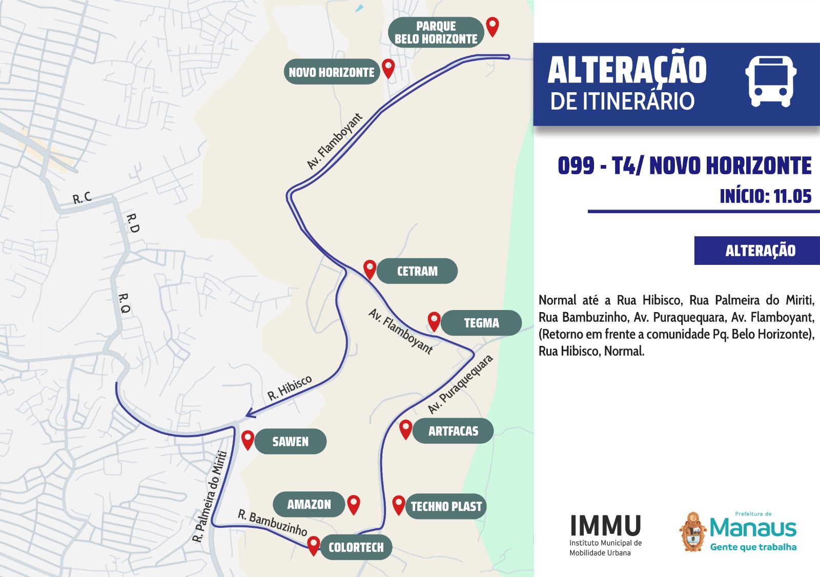 mapa do itinerário