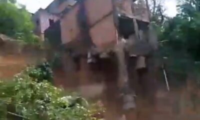 casa de dois andares desaba após erosão de barranco no mauazinho, em manaus