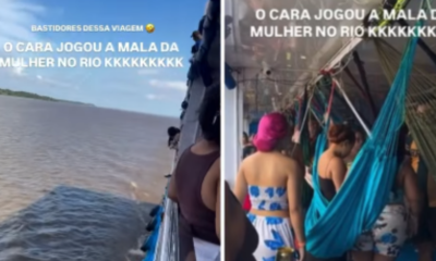 discussão entre casal em barco rumo a parintins termina com mala arremessada no rio e viraliza nas redes sociais