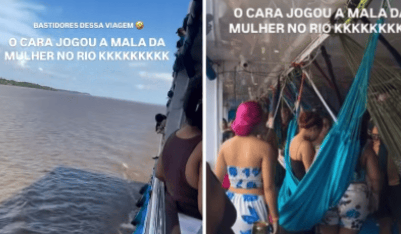 discussão entre casal em barco rumo a parintins termina com mala arremessada no rio e viraliza nas redes sociais
