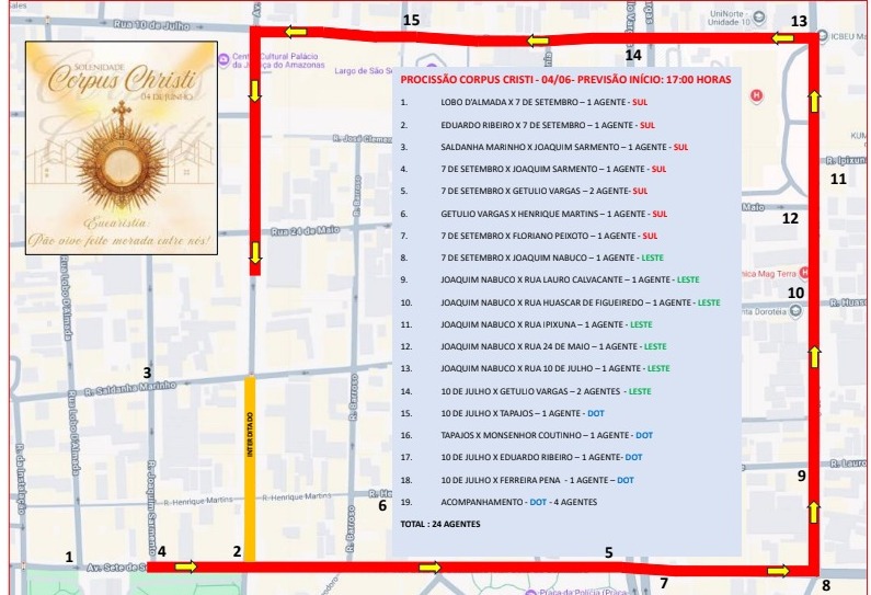 trecho da avenida eduardo ribeiro será interditado para celebração de corpus christi