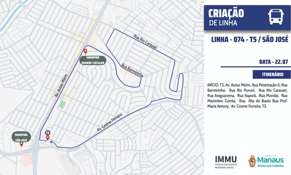 mapa do percurso linha 074