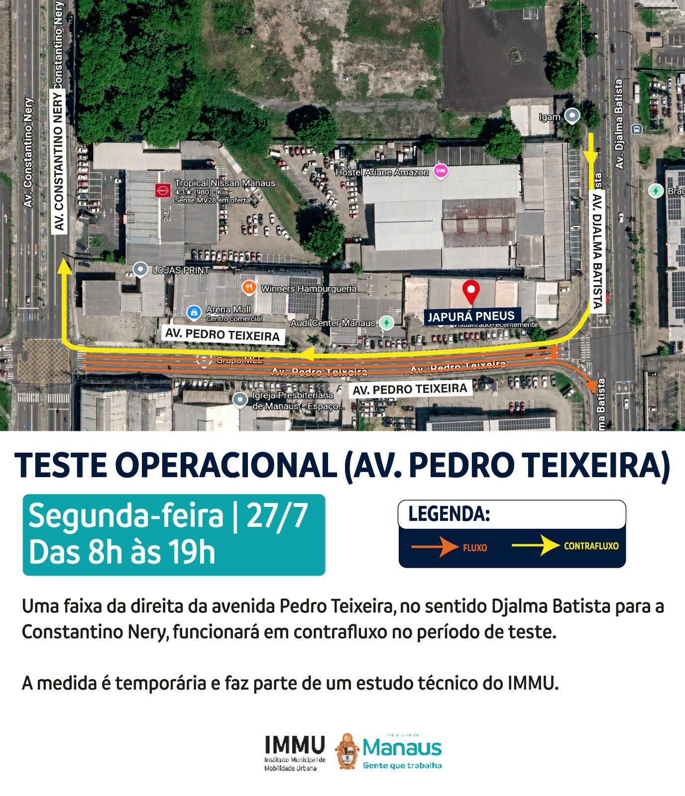prefeitura de manaus realiza teste operacional para avaliar novo fluxo de veículos na avenida pedro teixeira