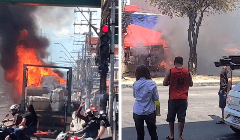 vÍdeo caminhão pega fogo na avenida autaz mirim e mobiliza corpo de bombeiros em manaus