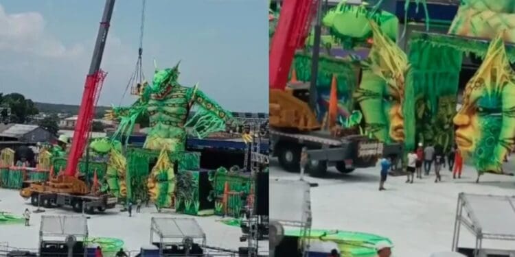 trabalhador morre após cair de guindaste durante montagem de alegoria da flor matizada em manacapur