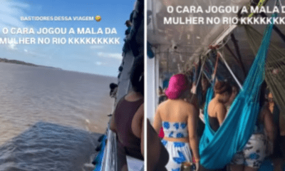 discussão entre casal em barco rumo a parintins termina com mala arremessada no rio e viraliza nas redes sociais